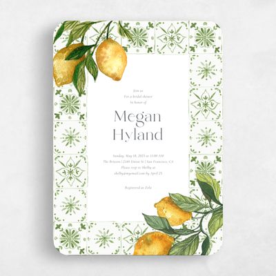Green Rounded Wedding Wedding Shower Invitation - Limoncelli Portrait