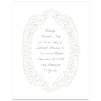 Classic Greige, White Wedding Digital Save the Date - Pienza Portrait