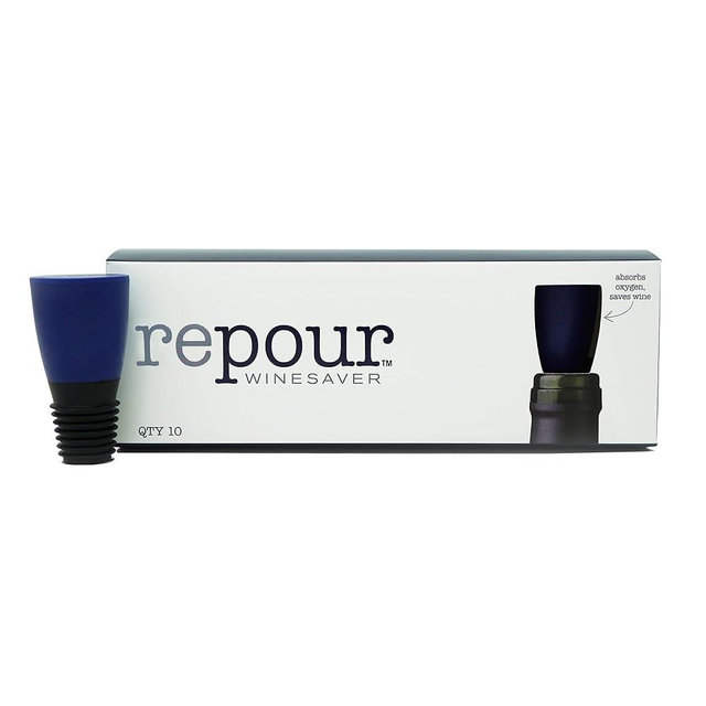 Repour Wine Saver and Stopper - Removes Oxygen, Preserving and Keeping Wine As Fresh As The Day The Bottle Was Opened (10-Pack)