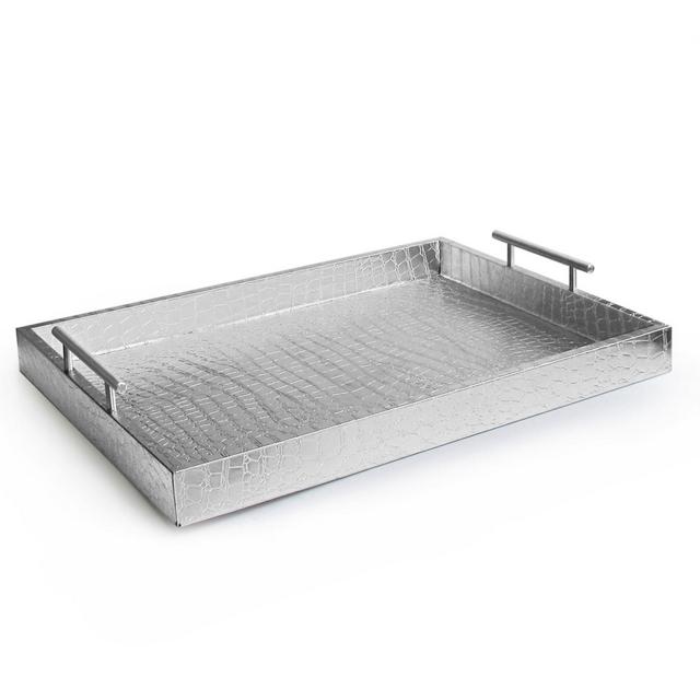 Alligator Tray with Metal Handles in Silver