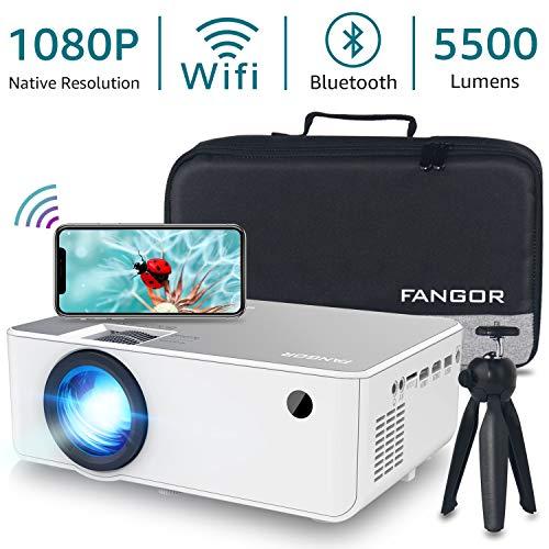 1080P HD Projector, WiFi Projector Bluetooth Projector, Fangor 5500 Lumen 230" Portable Movie Projector, Compatible with TV Stick, HDMI, VGA, USB, Laptop, iPhone Android for PowerPoint Presentation