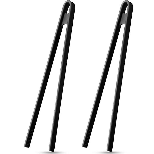 2 Pieces 11.8 inch Silicone Trivet Tongs Non-Stick Silicone Food Tongs Kitchen Cooking Tongs Heat Resistant BBQ Grilling Tongs for Tortillas, and Toaster (Black)