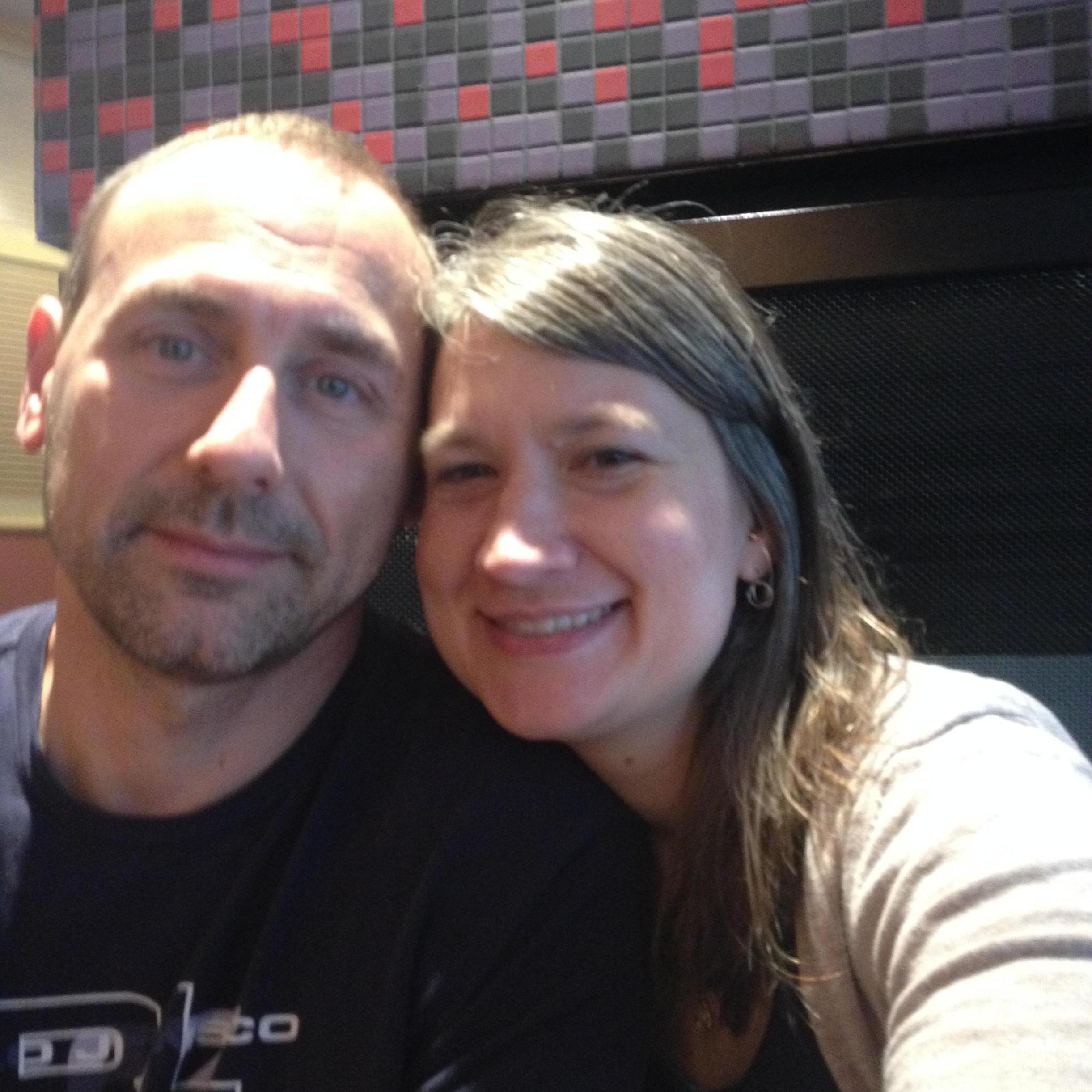 At Panera - where we met for the first time one year prior, October 12, 2013.  Picture was taken just moments before he first told me he loved me!