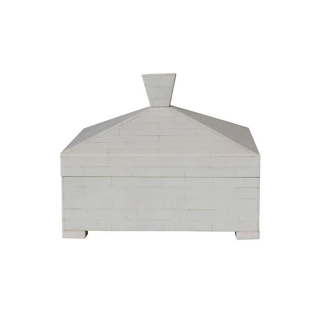 Creative Co-Op Decorative Storage Pyramid Lid and Knob, Ivory Box