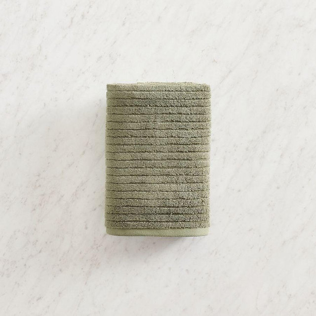 Classic Ribbed Organic Towel, Loden, Hand Towel