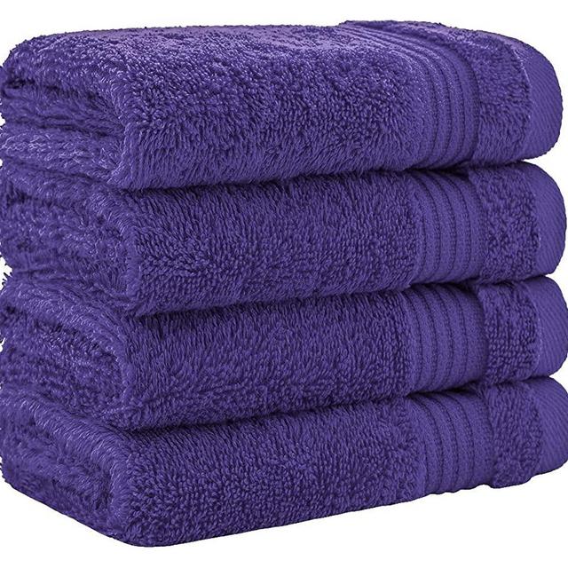 Luxury Turkish Cotton Washcloths for Easy Care, Extra Soft & Absorbent, Fingertip Towels, 4 Pack Washcloth Set by United Home Textile, Violet Purple