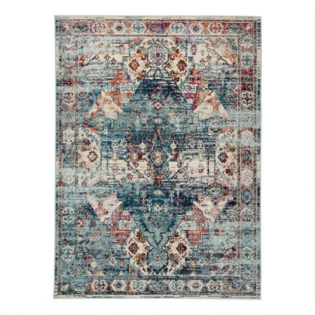 Blue Multicolor Medallion Jayde Indoor Outdoor Rug 5'x7'