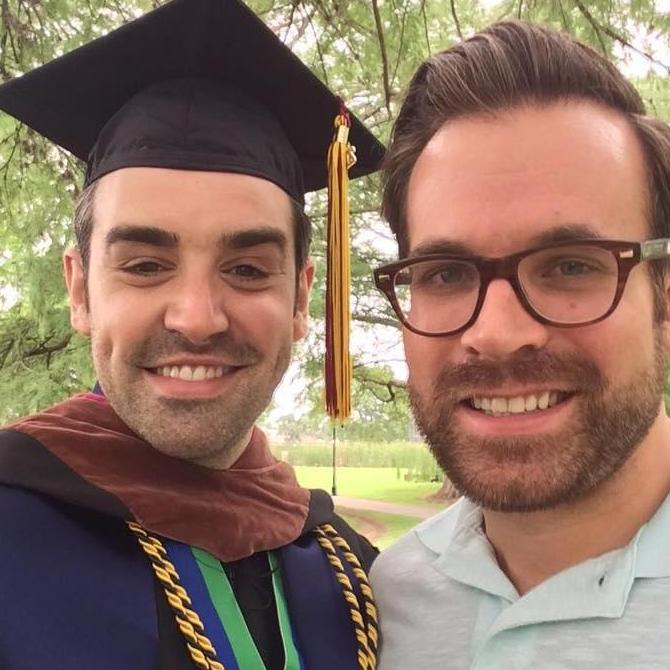 Jimmy's grad school graduation, SMTX, 2016