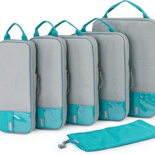 Compression Packing Cubes for Suitcases, BAGSMART 6 Set Travel Organizer Cubes for Travel Essentials, Expandable Luggage Suitcase Organizer Bags Set, Lightweight Packing Organizers as Travel Accessories for Women / Men