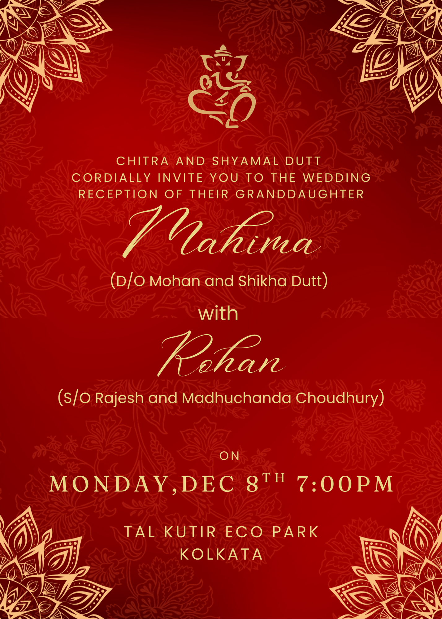 The Wedding Website of Rohan Choudhury and Mahima Dutt