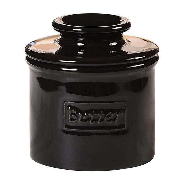 Butter Bell - The Original Butter Bell Crock by L. Tremain, French Ceramic Butter Dish, Café Retro Collection, Glossy Midnight Black