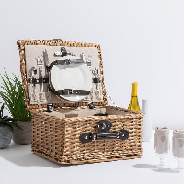 Classic Woven Picnic Basket, Set for 2