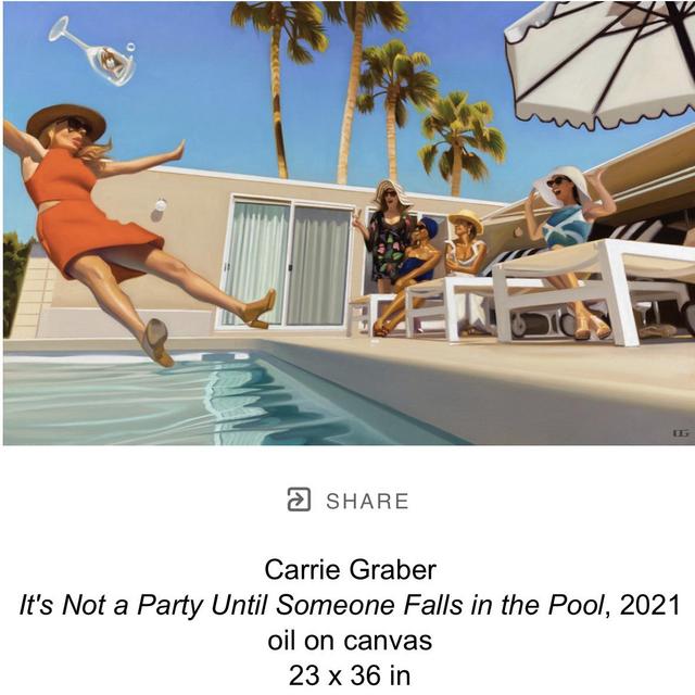 Oil Painting ‘It's Not a Party Until Someone Falls in the Pool’