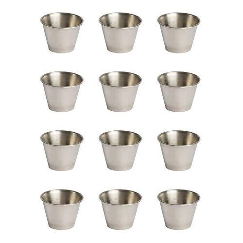 ehomeA2Z Ramekin Stainless Steel Condiment Sauce Cups Au Jus Commercial Grade 12 Pack (12, 2.5 oz)
