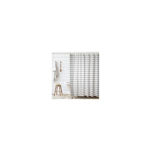 Folkulture Gray Shower Curtain for Bathroom 72"X72" Boho Shower Curtain with Tassels for Farmhouse Décor, Water Repellent Recycled Cotton