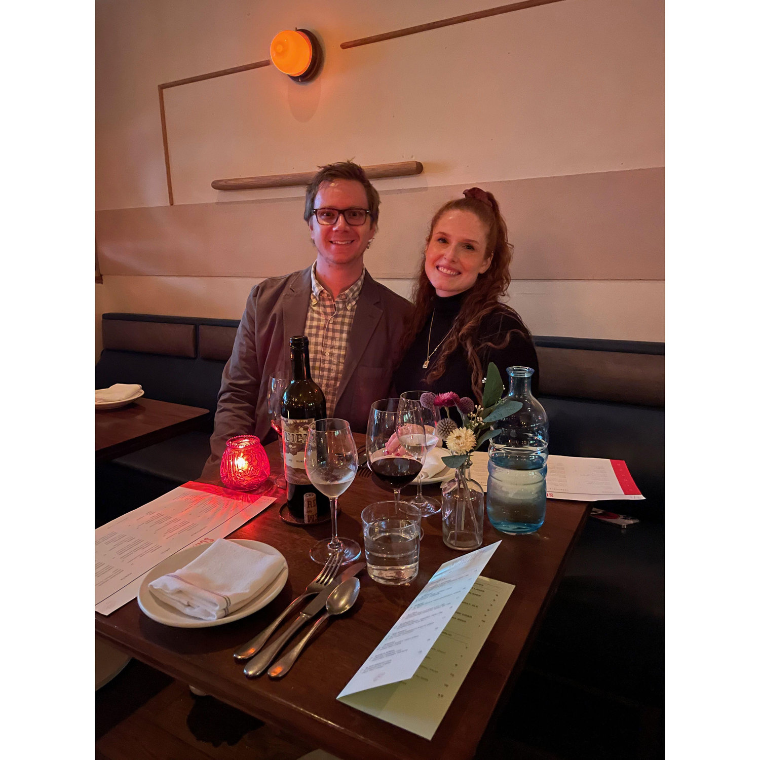 Our engagement celebration dinner at Scampi in NYC