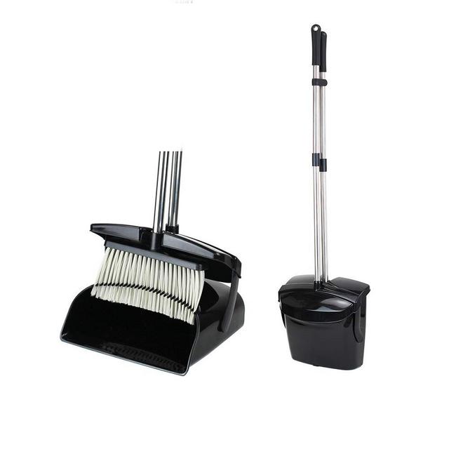 Maxurry Broom and Dustpan Set Dustpan Broom Combo with Long Handle Upright Stand up Dustpan Broom for Home Kitchen Room Office Lobby Floor Use