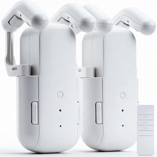 Jiisquilyx Smart Curtains Opener Bluetooth Device: Compatible with Roman T/U Tracks | 20m Remote Range with Durable ABS+PC Build 20W Motor 4000mAh Battery - Hassle-Free Setup | For Home Office Elderly