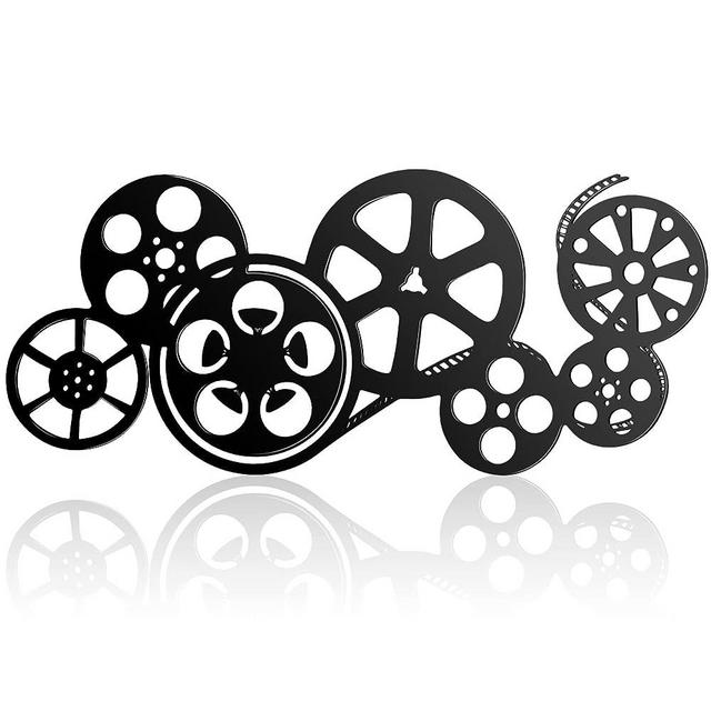 Metal Movie Reel Wall Art Abstract Antique Movie Theater Decor Beautiful Movie Reel Wall Decor Contemporary Decorative Wall Art Film Reel for Home Office Studio Decor (Black, Classic Style)
