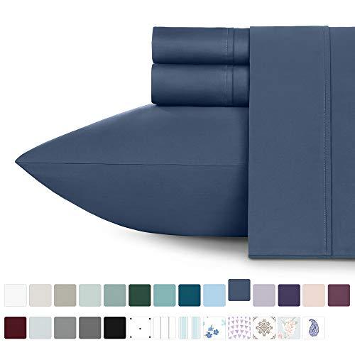 California Design Den 400 Thread Count 100% Cotton Sheet Set, Indigo Batik King Sheets 4 Piece Set, Long-Staple Combed Pure Natural Cotton Bedsheets, Soft & Silky Sateen Weave