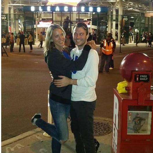 Outside the Wrigley bleachers, not long after Kristen and Matt started dating.  Whoa, some hip-to-hip action, nice!