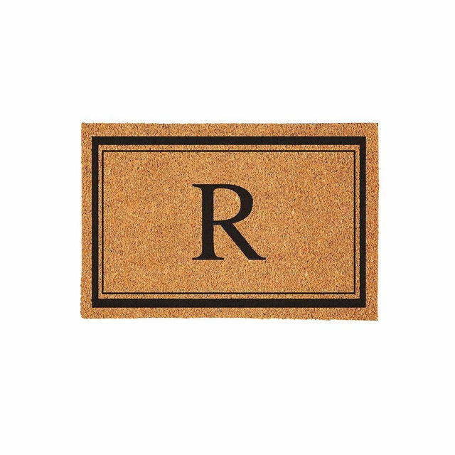 Evergreen Monogram Large Coir Doormat, 36x24 Inches Front Door Mat for Outdoor Indoor Entrance, Welcome Mat, Non Slip Doorway Mat for Home Decor Housewarming Gift, Letter R