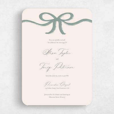 Green Rounded Wedding Invitation - Chausey Classic
