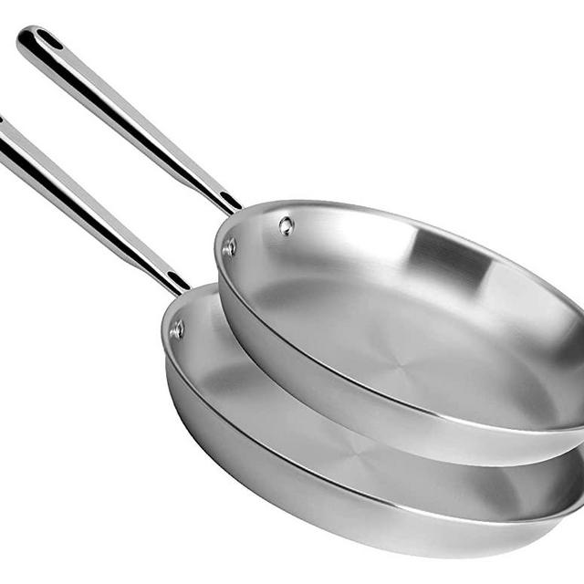 Misen Stainless Steel Frying Pan Set - 5 Ply Steel Skillet - Professional Grade Pans for Cooking - 10 and 12 Inch