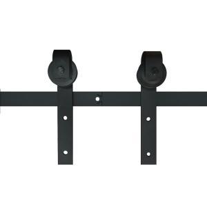 79 in. x 2.5 in. Black Metal Barn Door Sliding Door Hardware Kit