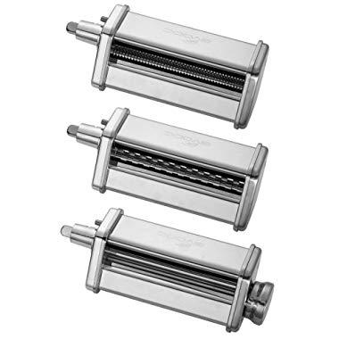 3-Piece Pasta Roller/Cutter Set Attachment fits KitchenAid Stand Mixers,Stainless Steel,Mixer Accessory by Gvode
