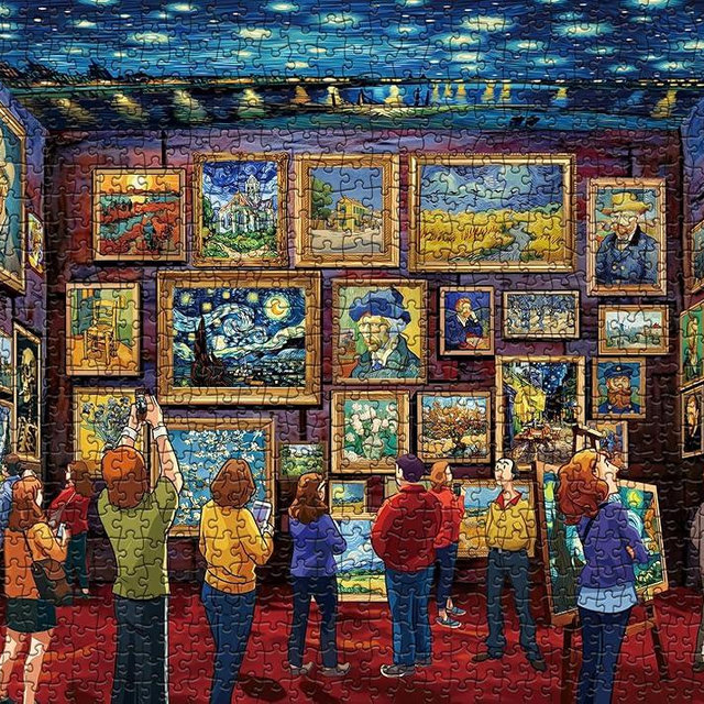Van Gogh Puzzle 1000 Piece Puzzles for Adults, Art Painting Jigsaw Puzzles Starry Night Puzzle, Sunflower Iris Challenging Puzzles for Adults as Family Game Home Decor