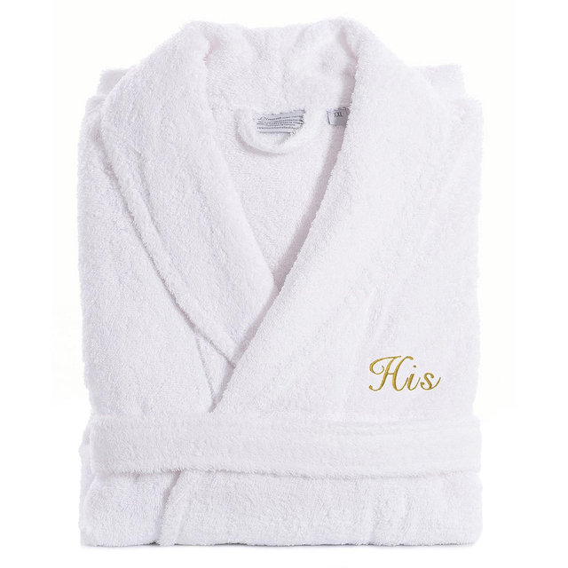 Linum Home Turkish Cotton Embroidered His Terry Bathrobe
