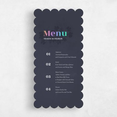 Blue Scalloped Wedding Menu - Reverie