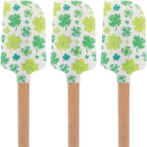 Garneck 3pcs St Patrick's Day Silicone Spatula Set with Wooden Handles - for Baking - Icing and Spreading Cream for Easter and St Patrick's Day Celebrations