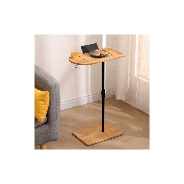 360° Rotatable Sofa Tray Table for Couch Arm - C-Shaped End Table with Phone & Tablet Slots, TV Tray Table, Side Table Tray for Living Room & Bedroom