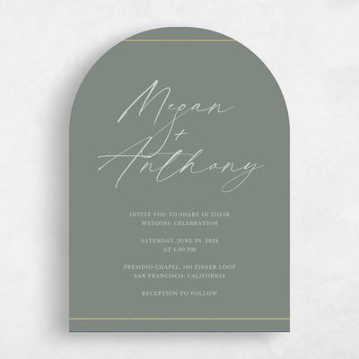 Green Arch Wedding Invitation - Sheffield Portrait