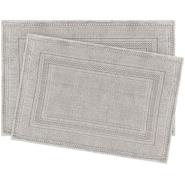 Jean Pierre New York Cotton StoneWash Racetrack 17x24/20x32 in. 2-Piece Bath Rug Set, Taupe Gray