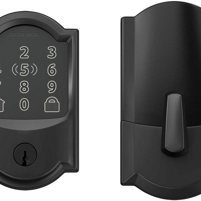 Schlage BE499WB CAM 622 Encode Plus WiFi Deadbolt Smart Lock, Keyless Entry Touchscreen Door Lock with Camelot Trim, Matte Black
