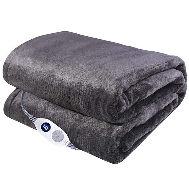 Westinghouse Electric Blanket Heated Throw Soft Silky Microplush Flannel Heating Blanket 50"x60", 6 Heat Settings & 4 Hours Auto Off, Machine Washable, Charcoal Grey 50x60in