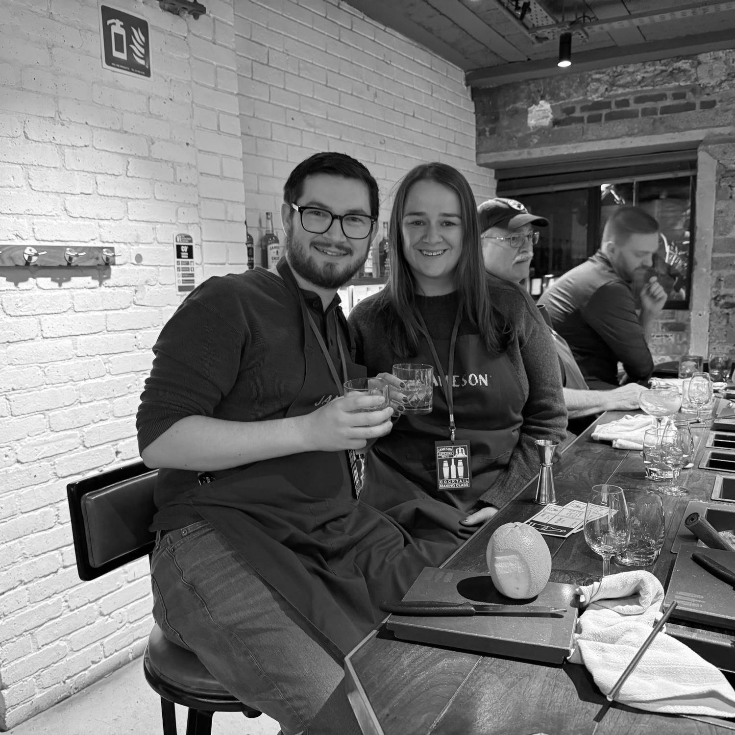 In Dublin, Ireland at Jamison Distillery for a cocktail making class.