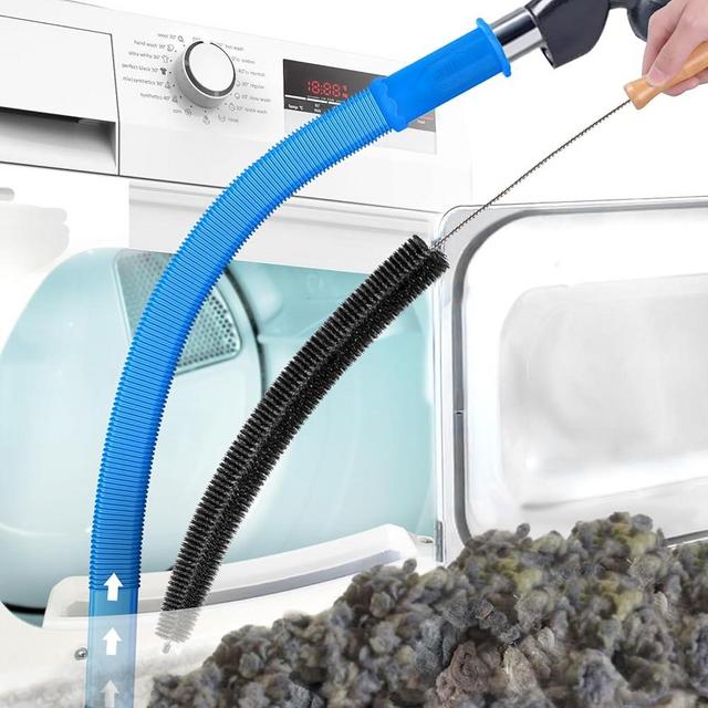 PetOde 2 Pieces Dryer Vent Cleaner Kit Compatible with Most Vacuum Cleaner, Flexible Dryer Lint Brush and Dryer Vacuum Hose Attachment, Lint Remover Cleaning Tools, Blue