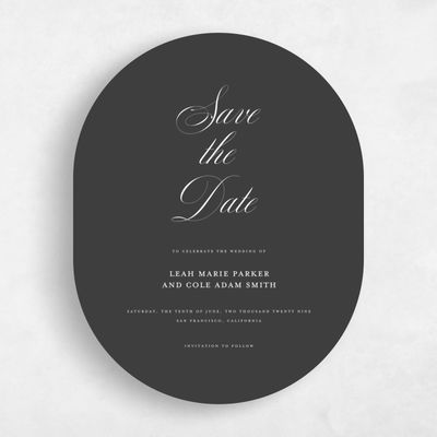 Black Oval Wedding Save the Date - Lennon Portrait
