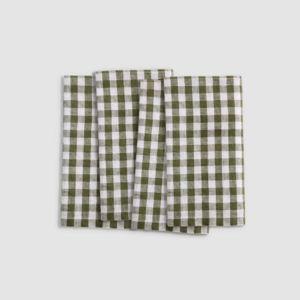 Olive European Linen Gingham Napkins (Set of 4)