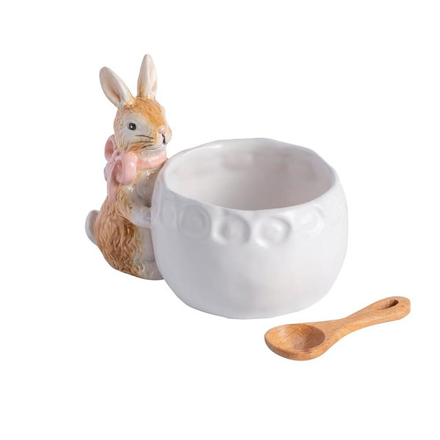 Mud Pie Easter Pink Bow Bunny Dish