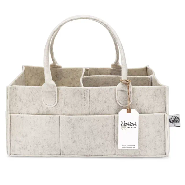 Parker Baby Co. Felt Diaper Caddy Large - White