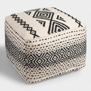 Black and White Kilim Indoor Outdoor Pouf