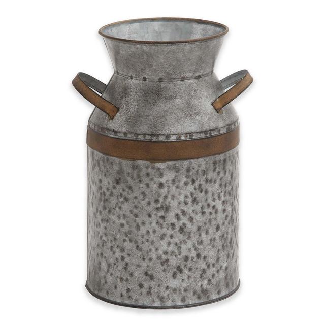 Ridge Road Décor Galvanized Iron Decorative Milk Can in Grey