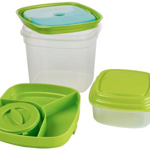 Fit & Fresh Salad & Side Lunch Kit with Removable Ice Packs, Set of 2 Reusable Portion Control Containers, BPA-Free, Freezer/Microwave/Dishwasher Safe, Adult, Men, Women