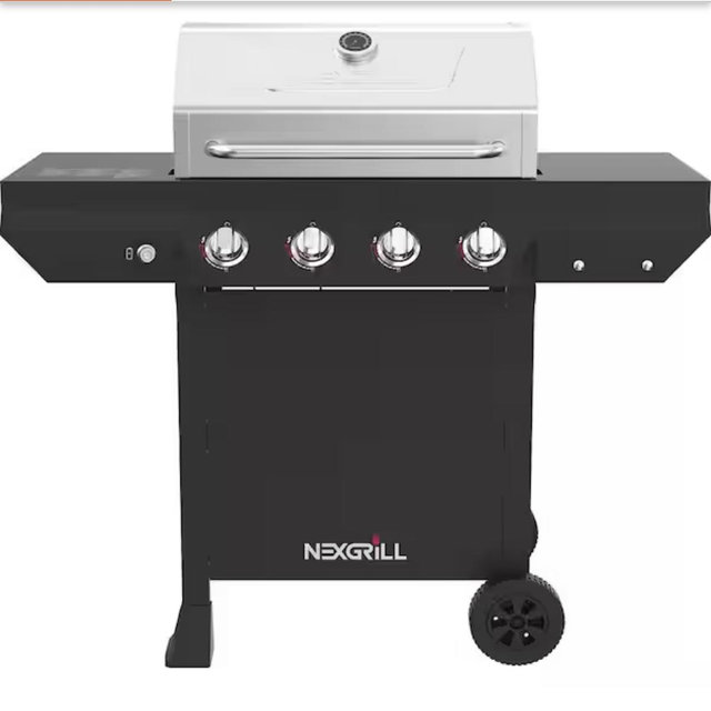 Nexgrill 4-Burner Propane Gas Grill in Black with Stainless Steel Main Lid 720-0925PG