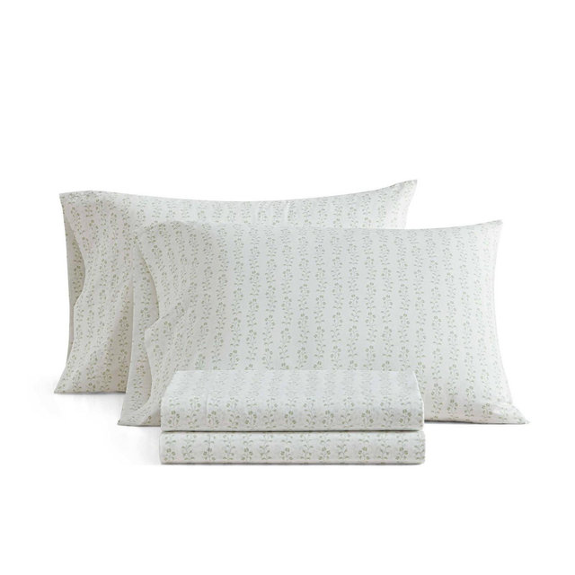 Martha Stewart King Ms Core Ditsy Vine Sheet Set Green